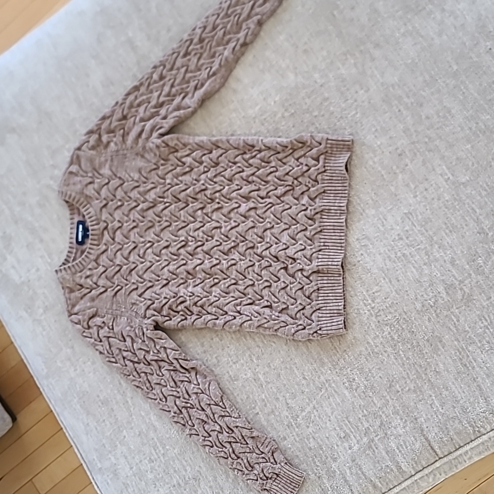 Lands end drifter knit sweater brown multi color